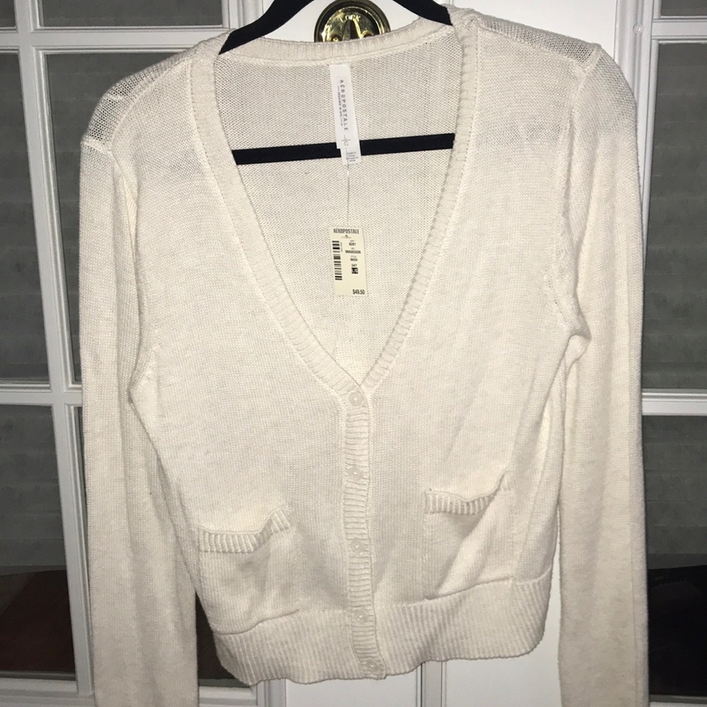 Aèropostale White Cardigan! (Size: L)